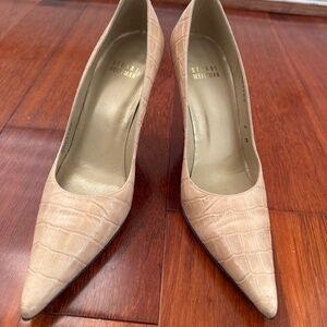 Vintage Stuart Weitzman Nude Pink Python Print Heels – Size 6 | 3” Pointed Toe P